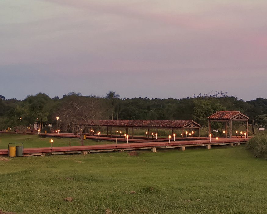 Village walk at sunset