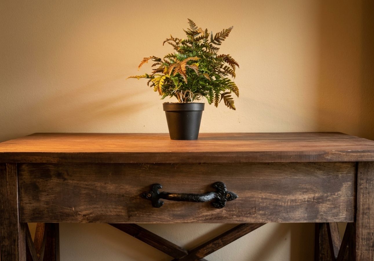 Decorative detail on a wooden table