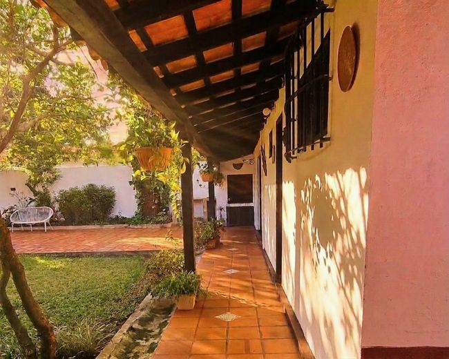 Covered gallery of the hotel